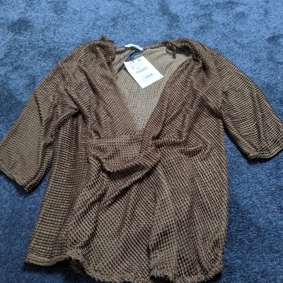 NWT Zara Draped Mesh Top - Picture 3 of 4